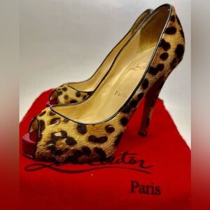 Christian Louboutin calf hair leopard high heels